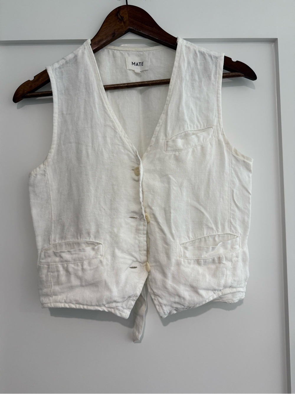 MATE the Label White Linen Vest Size S